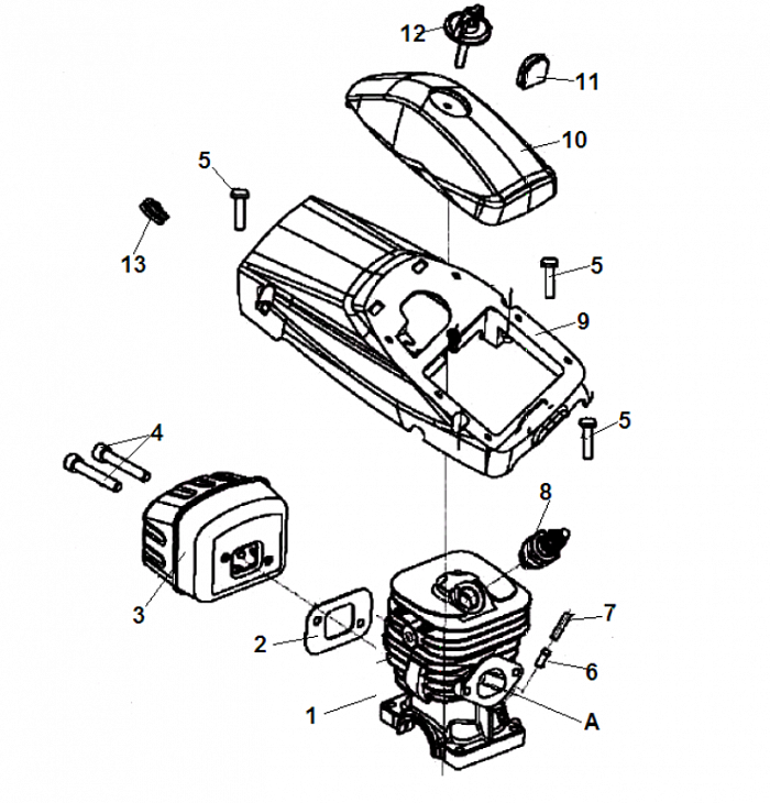 1 ЦИЛИНДР - СВЕЧА БЕНЗОПИЛА CHAMPION 240-16